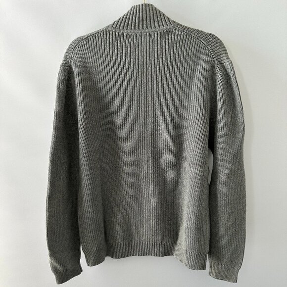 Express Men's XL Gray Ribbed Full Zip-Up Sweater 100% Cotton - Picture 7 of 13